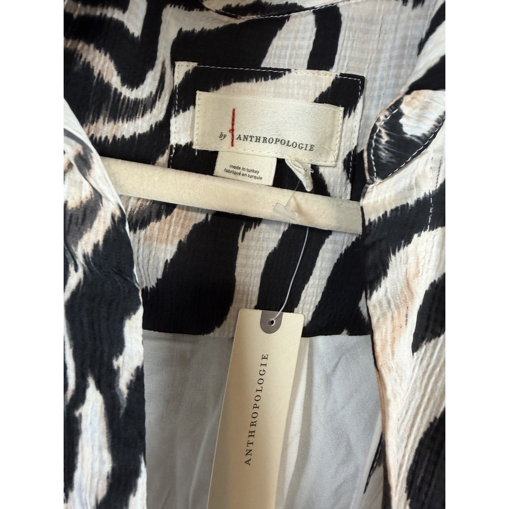 NwT Anthropologie Animal Print Dress Size 10 Shirred Waist Long Sleeves